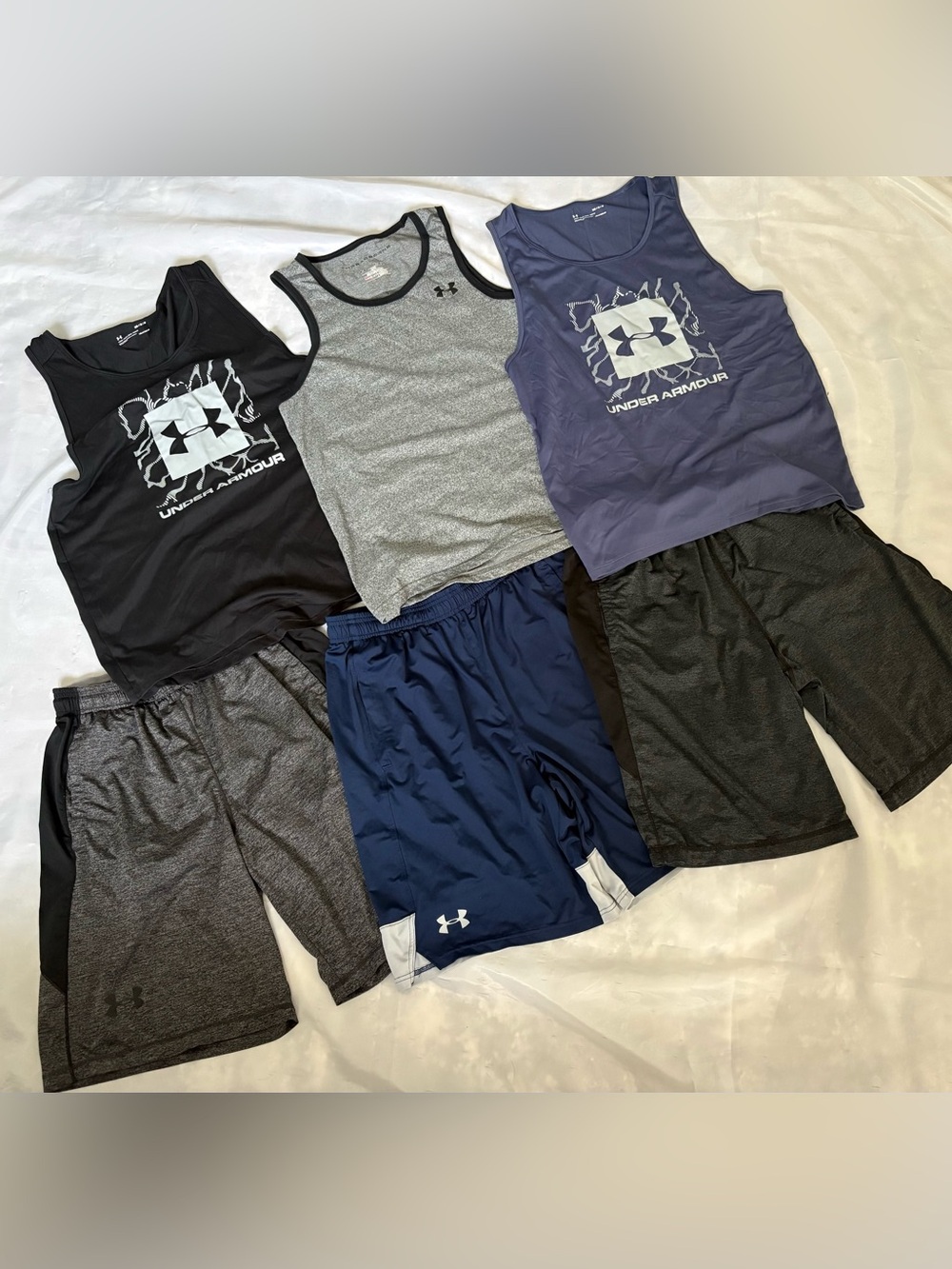 Men’s Under Armour Tank & Shorts Set - Black, Gray, Navy